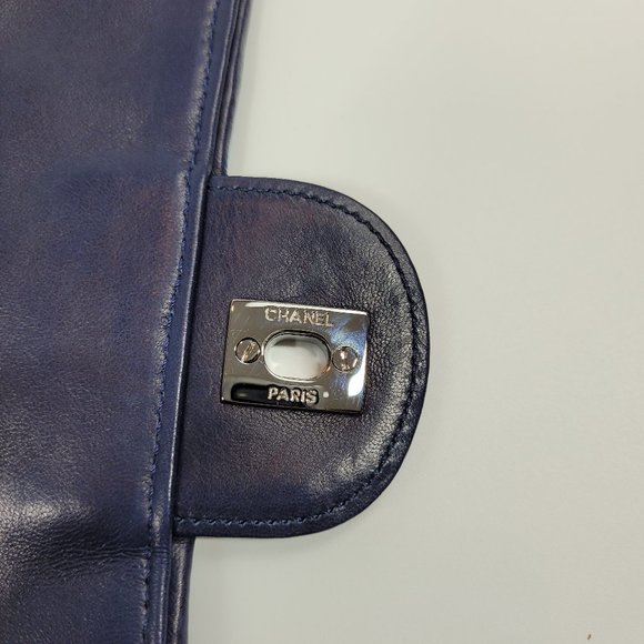 Chanel Python Flap Bag Crochet Stitch Navy Blue - Picture 13 of 14